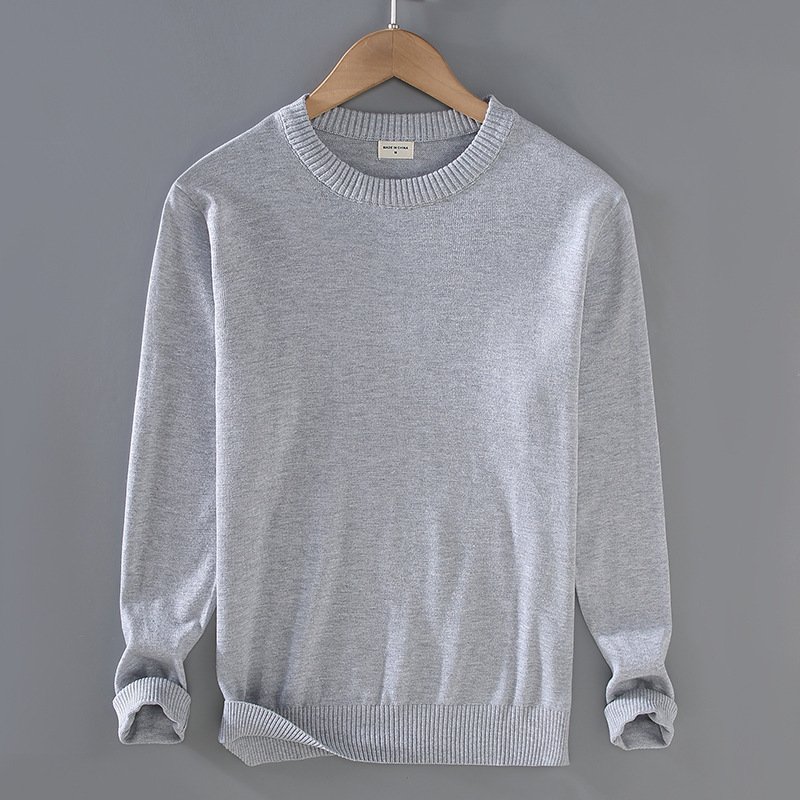 Men's Top Pullover Inner Stretch Rib Round-neck Sweater - Image 2