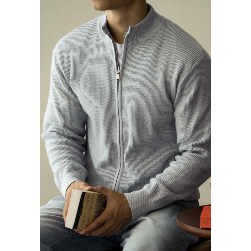 Men's Breathable Zipper Casual Stand Collar Sweater - Image 6