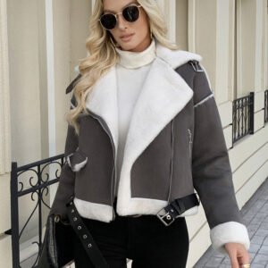 Women's Casual Fashion Polo Collar Plush Jacket Coat