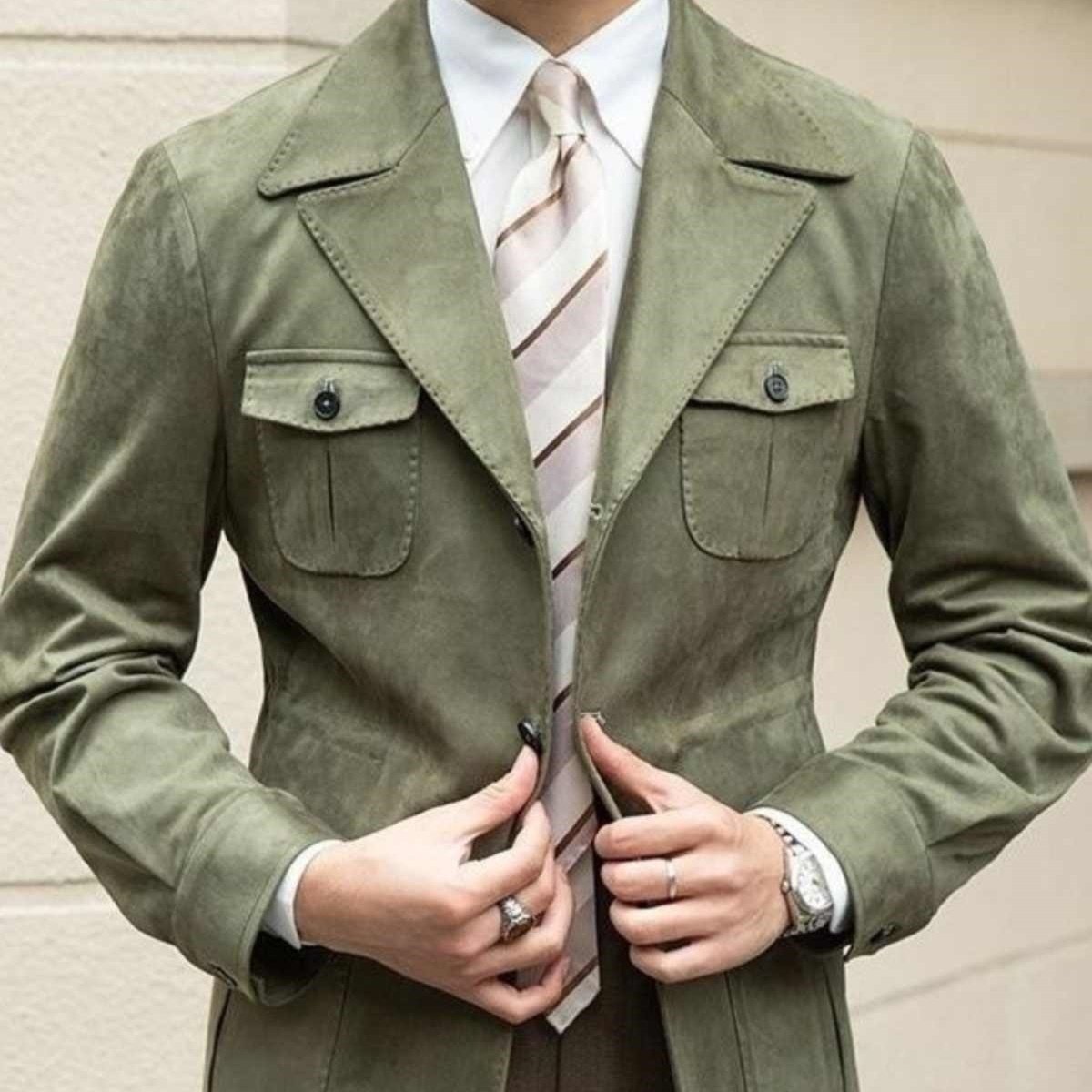 Vintage Multi-pocket Hunting Men's Italian Casual Plankton Handsome Trench Coat - Image 3
