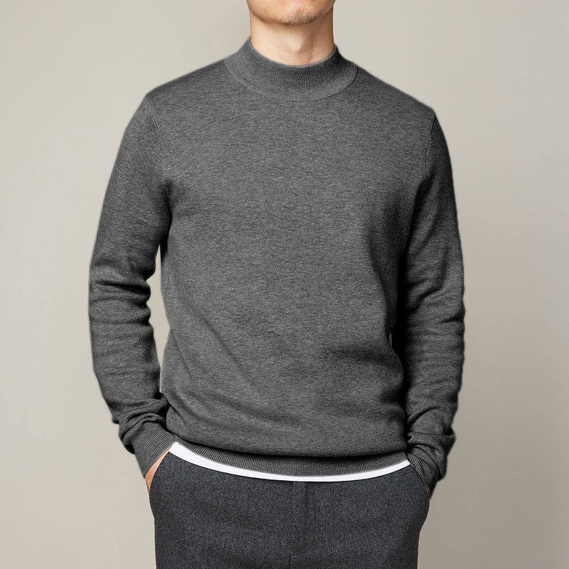 Autumn And Winter Mock Neck Sweater Men's Undershirt - Image 9