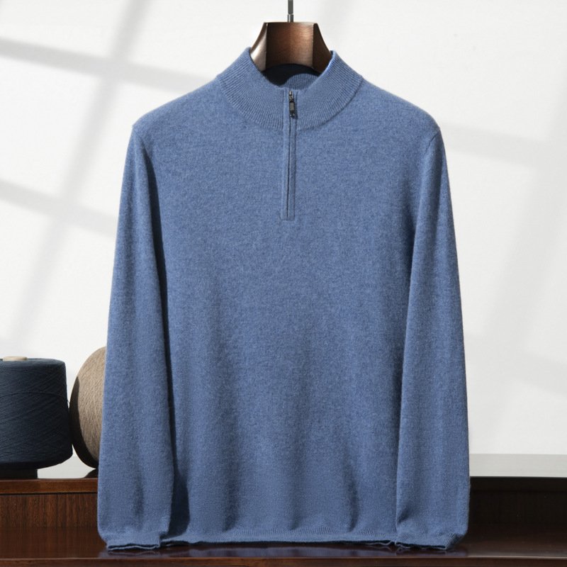 Men's Cashmere Sweater Zip-up Turtleneck Young And Middle-aged - Image 8