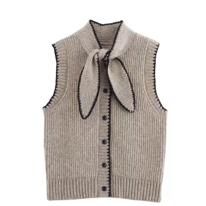 Women's European And American Style French Fashion Bowknot Decoration Vest - Image 3