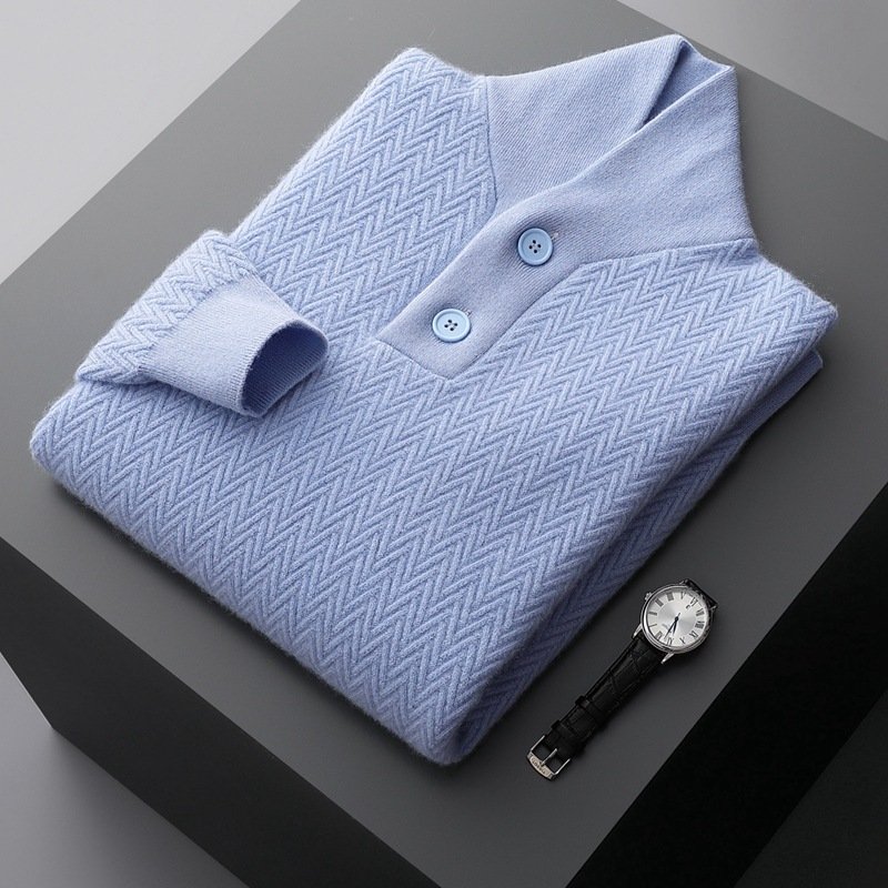 Winter Men's Pure Cashmere Lapel Sweater - Image 7