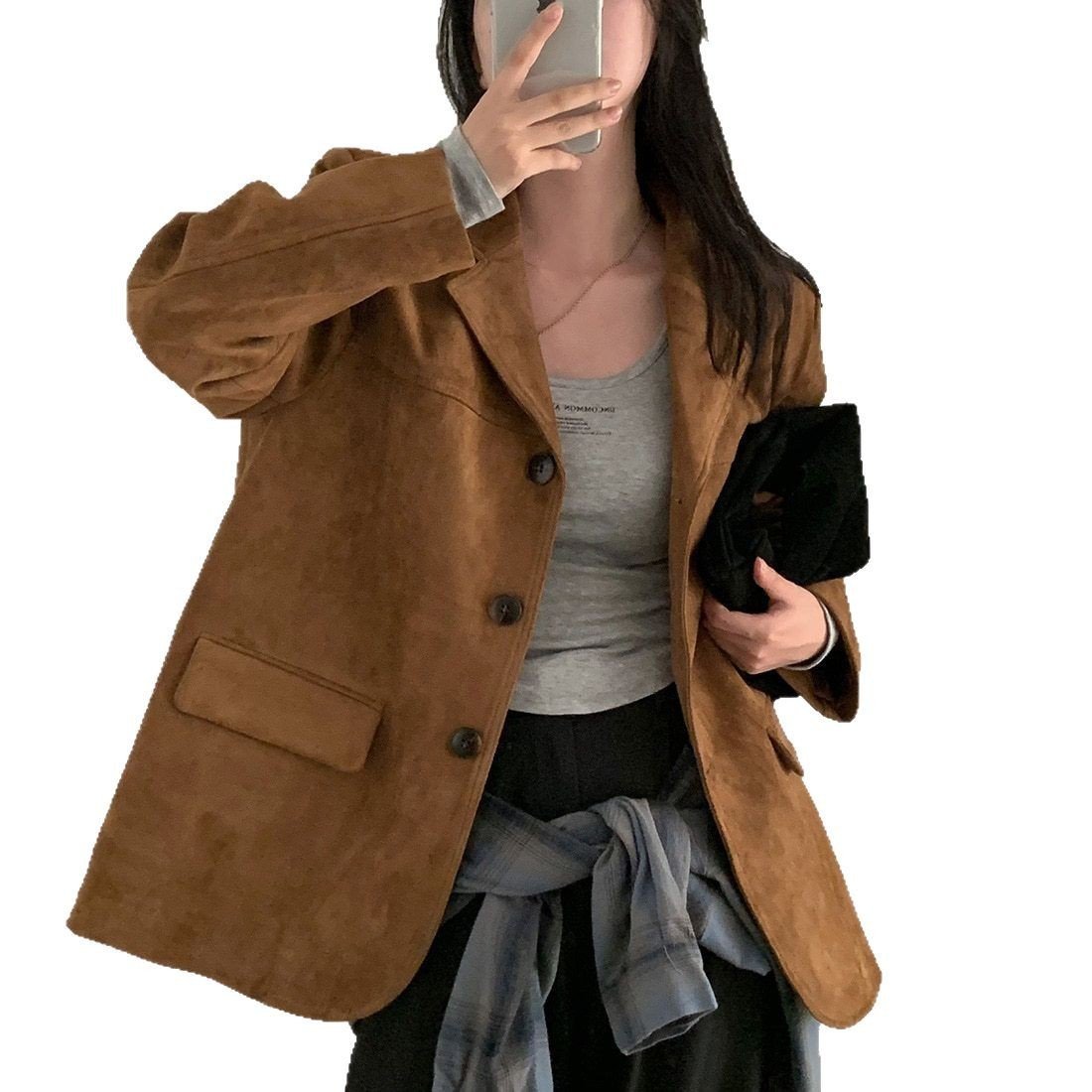 Single-breasted Loose Versatile Pocket Long Sleeve Suit Coat - Image 5