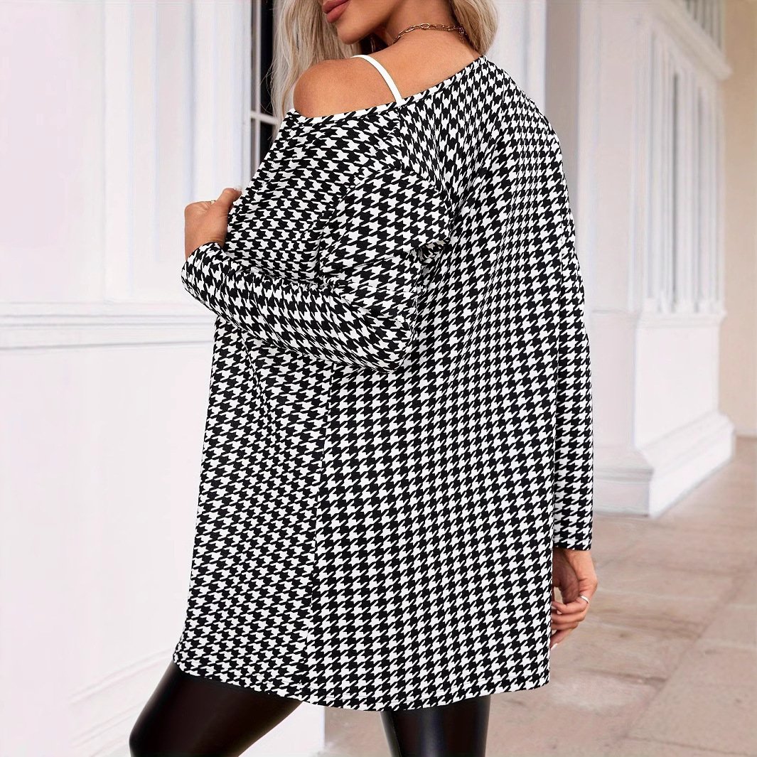 Spring And Autumn Two Seasons Women's Printed Coat Round Neck Small Suit - Image 4