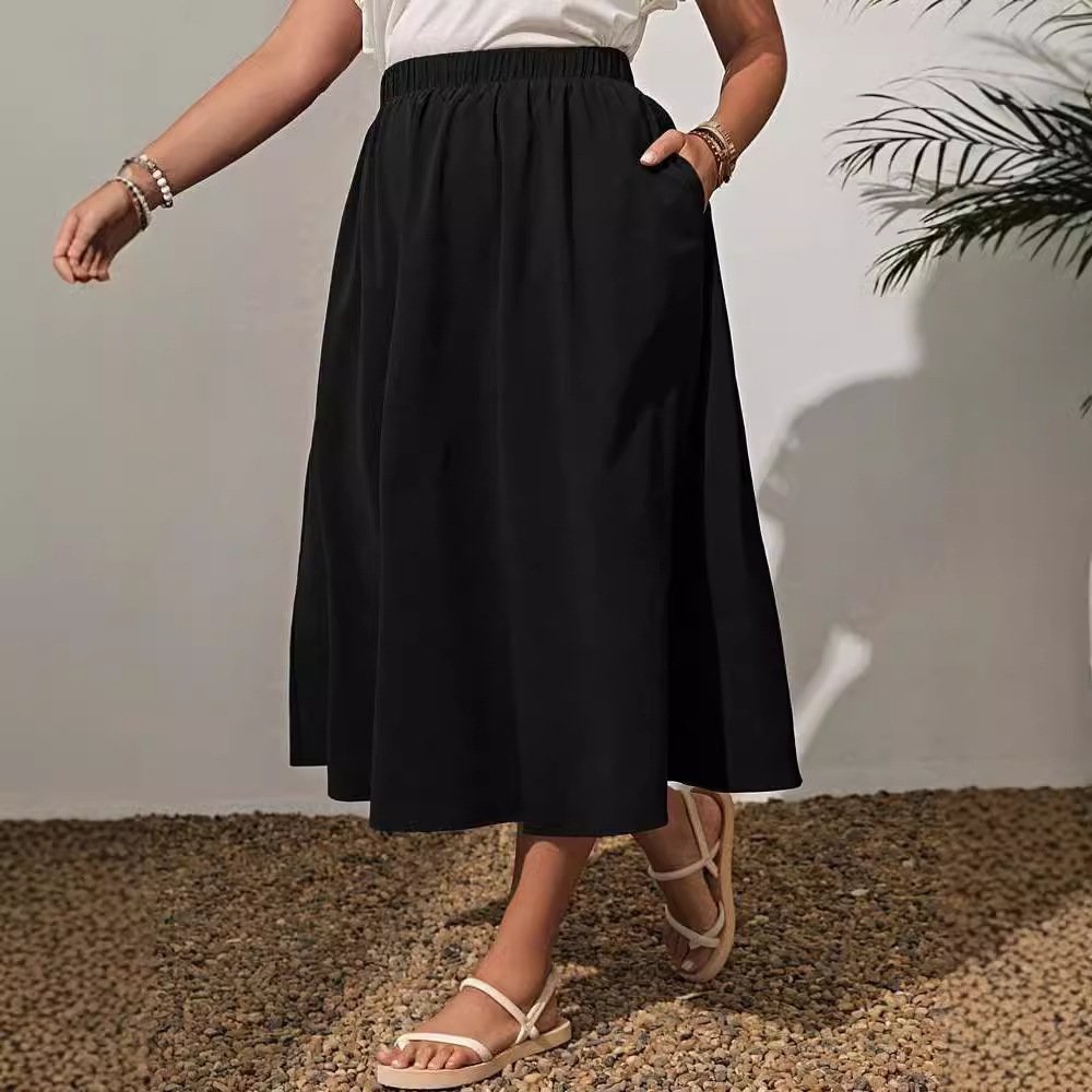 Spring Summer Women's Wear New Fashion Elastic Waist Plus Size Skirt Women - Image 3