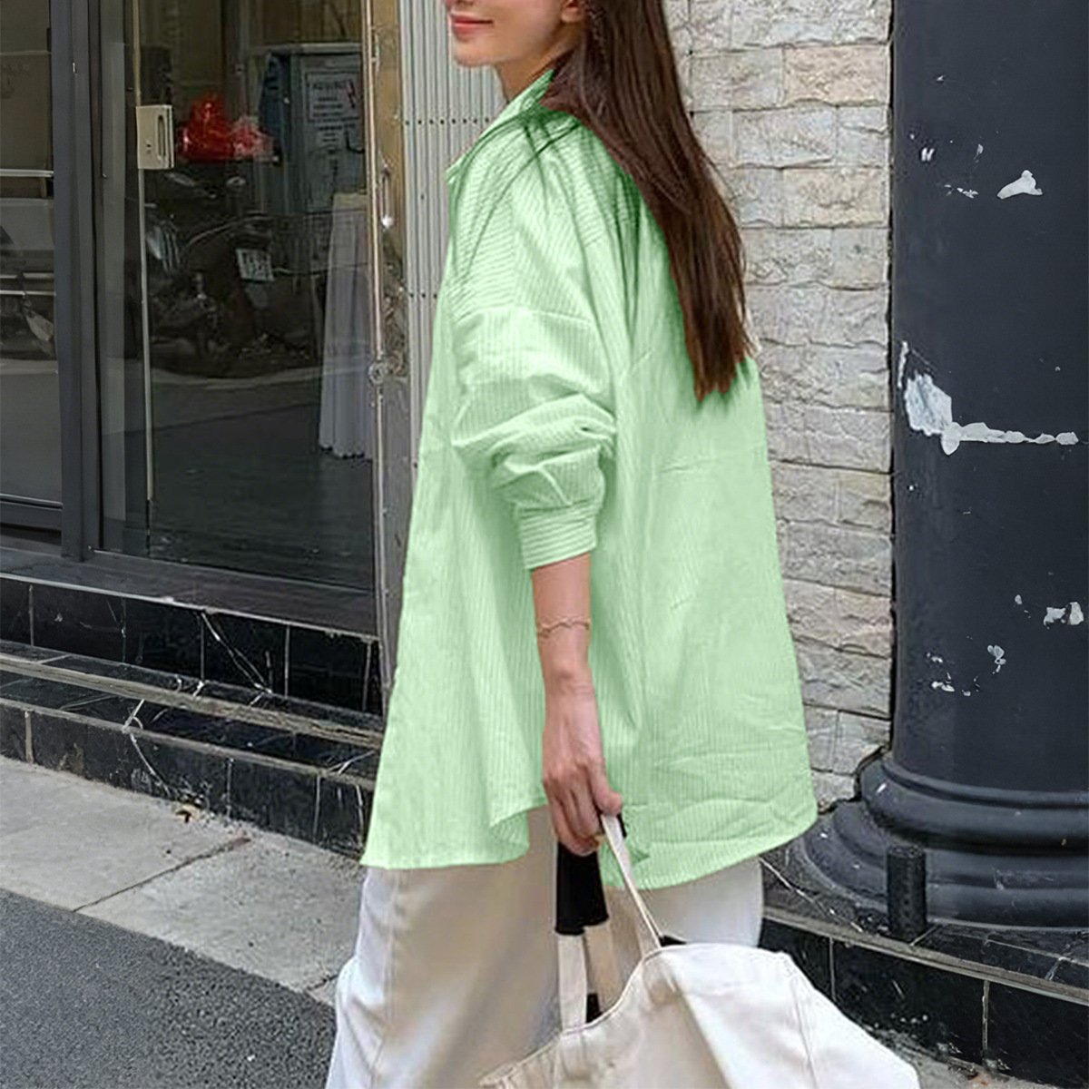 Casual Premium Striped Women's Long-sleeved Shirt - Image 8