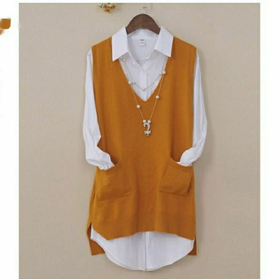 Spring And Autumn Knitted Pullover Vest Loose V-neck - Image 6