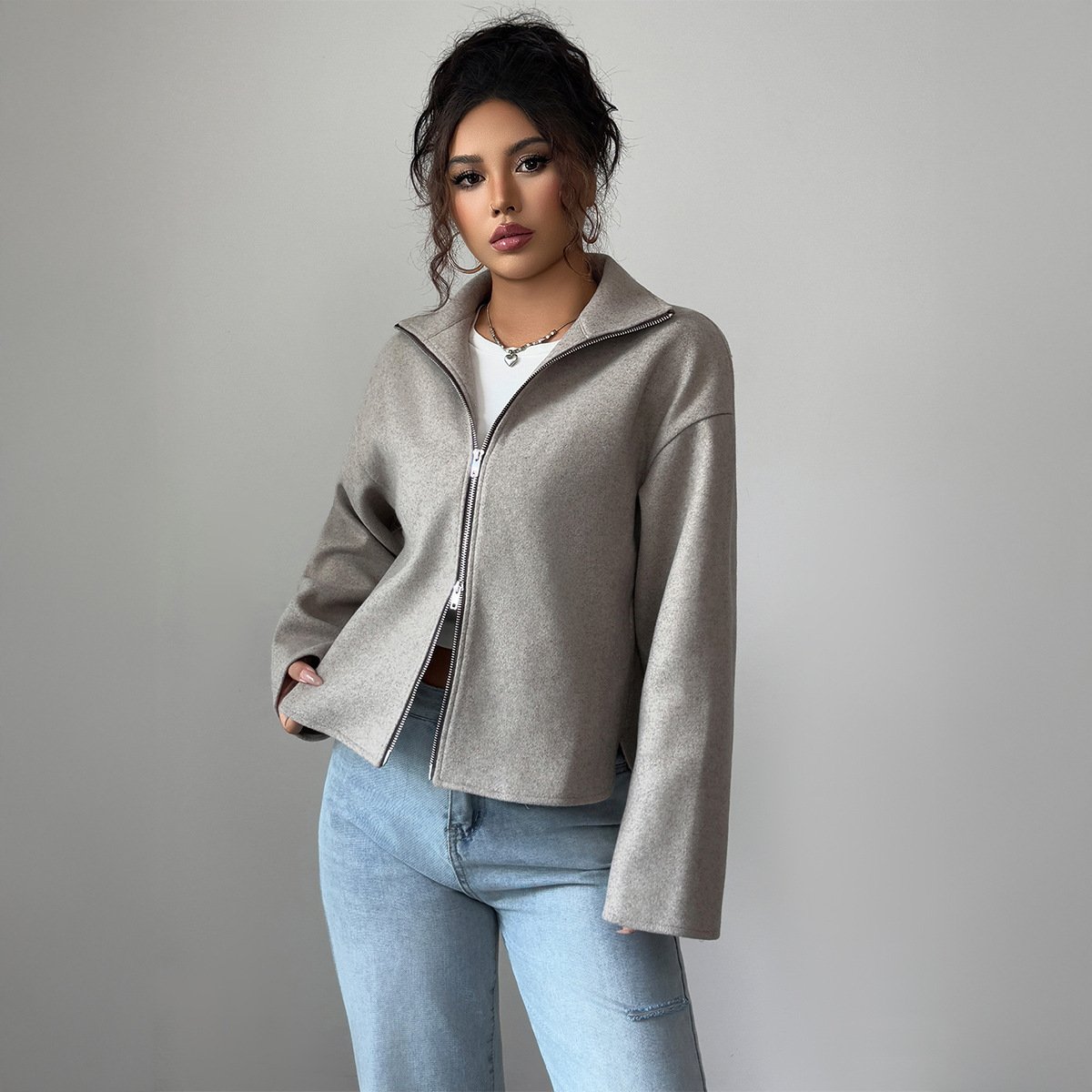 Solid Color Long Sleeve Jacket Coat Women's Clothing - Image 2