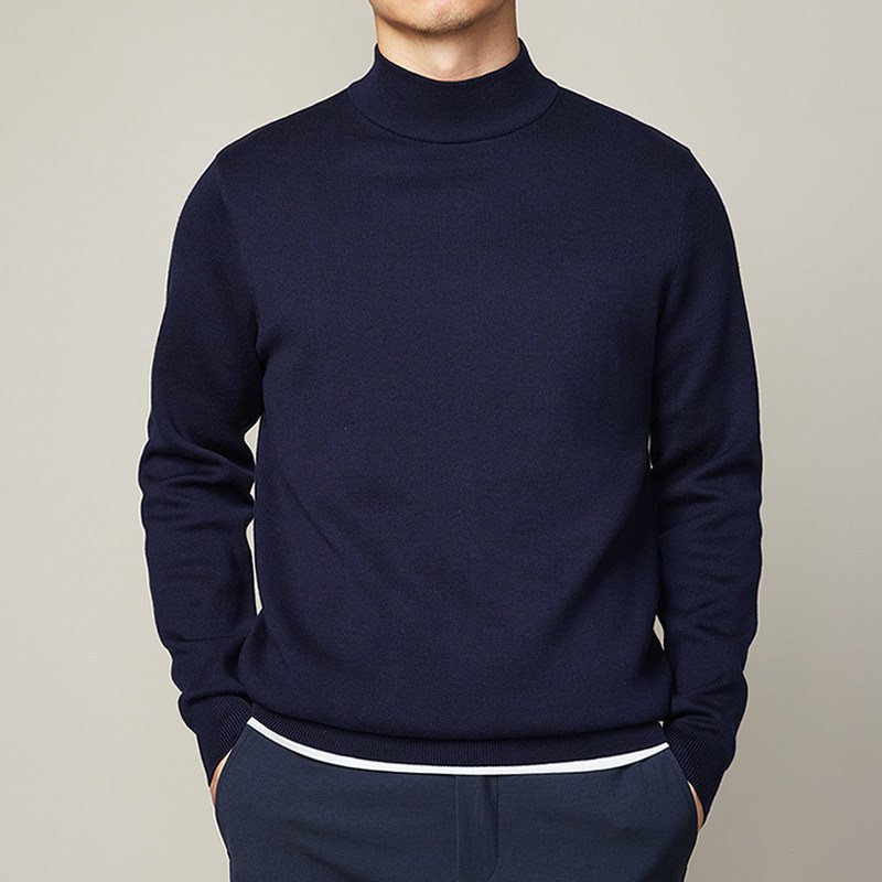 Autumn And Winter Mock Neck Sweater Men's Undershirt - Image 7