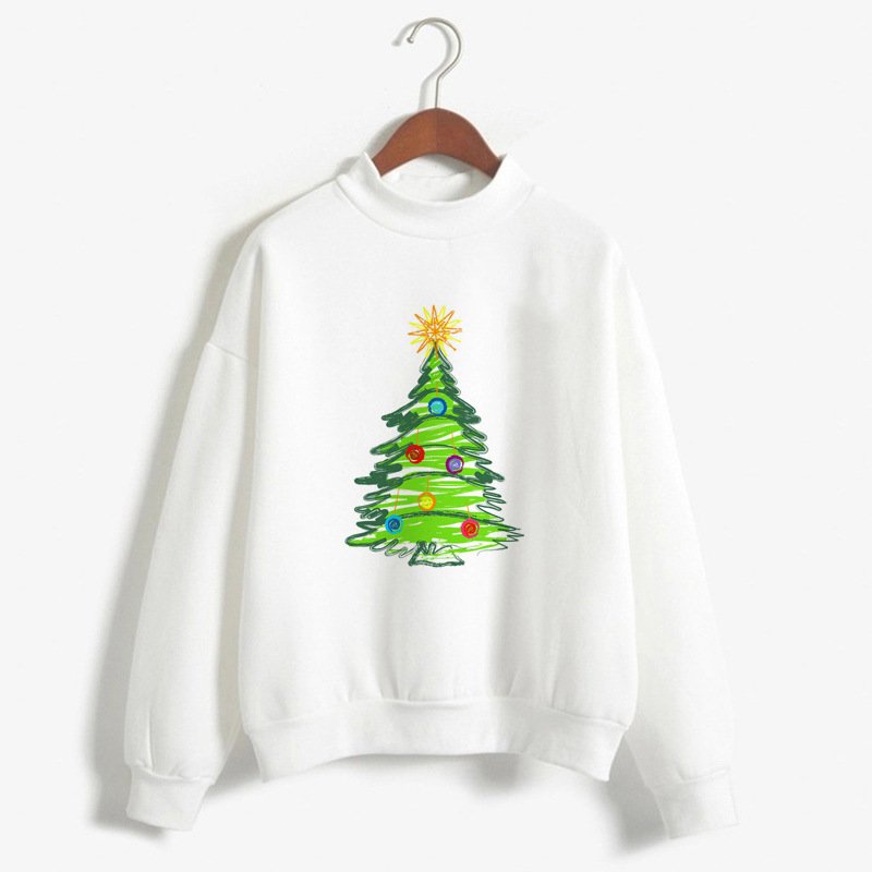 Christmas Printing Turtleneck Sweater Women