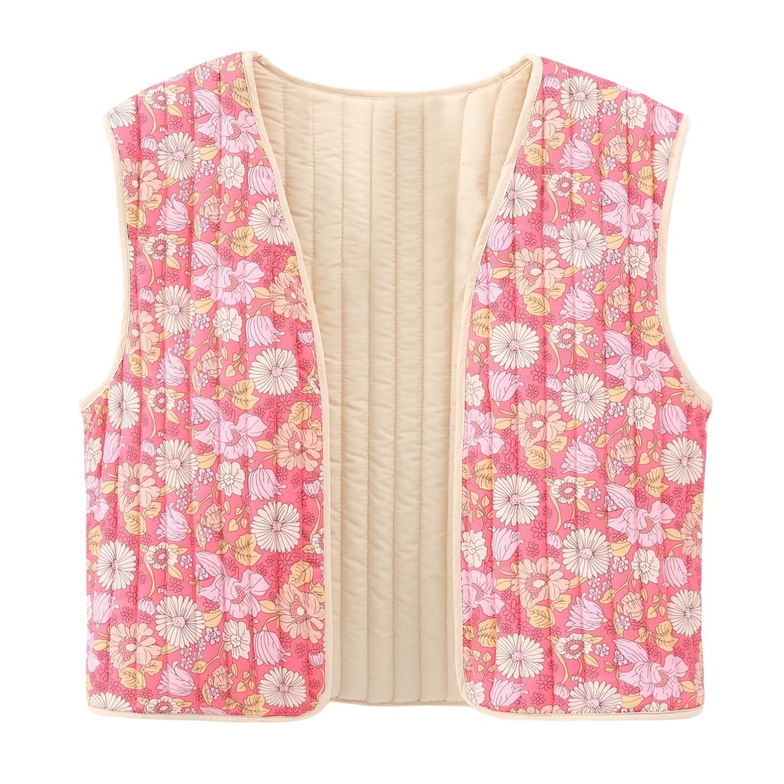 Autumn Small Floral Double-sided Wear Cotton Vest - Image 5