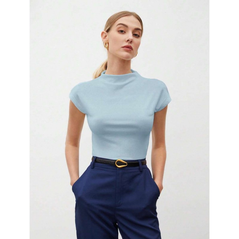 Women's Slim Fit Fashionable All-match Pure Color Tight Half Sleeve - Image 9