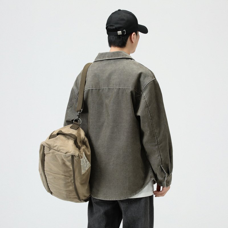 Multi-pocket Loose All-matching Work Clothes Shirt Coat Men's Washed Corduroy Shirt - Image 4