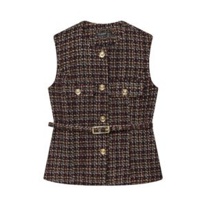 Women's Fashionable Belt Texture Top Vest