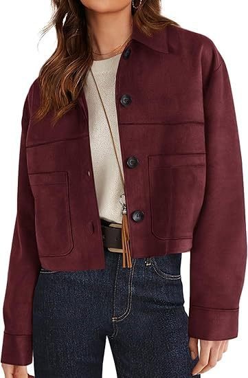 European And American Style Women Faux Suede Short Jacket Casual Lightweight Autumn Fashion - Image 8