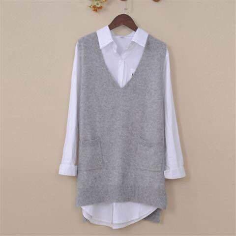 Spring And Autumn Knitted Pullover Vest Loose V-neck - Image 4