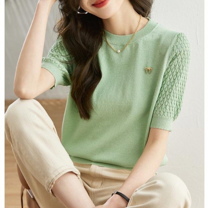 Loose Thin Sweater Women's Short Sleeve - Image 5