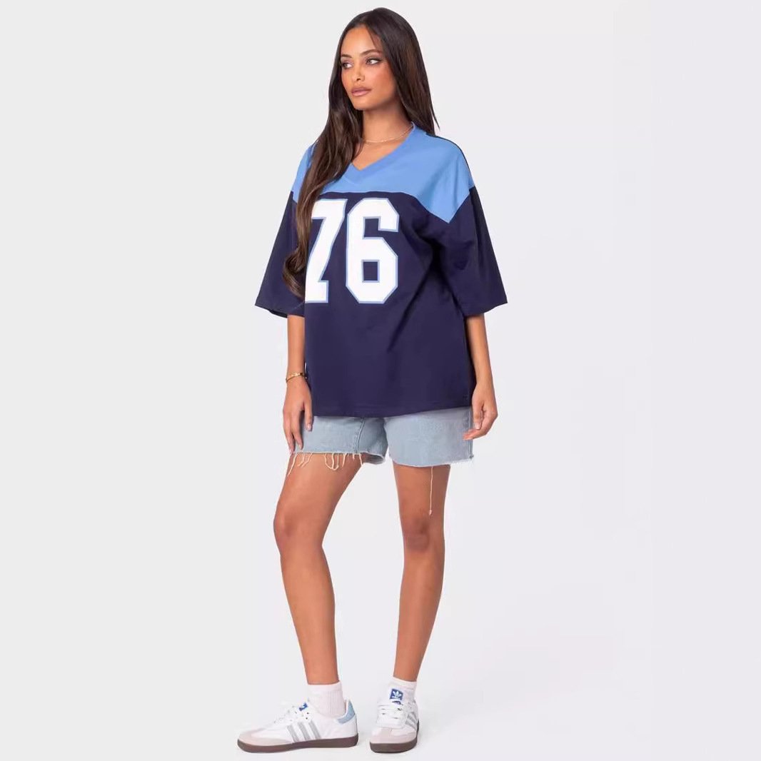 Digital Loose Hip Hop Retro Crew Neck Top - Image 3