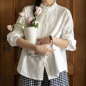 Stand Collar Long Sleeve Women's Shirt Fashionable All-match