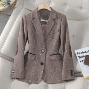 Women's Korean-style Houndstooth Design Small Suit Jacket
