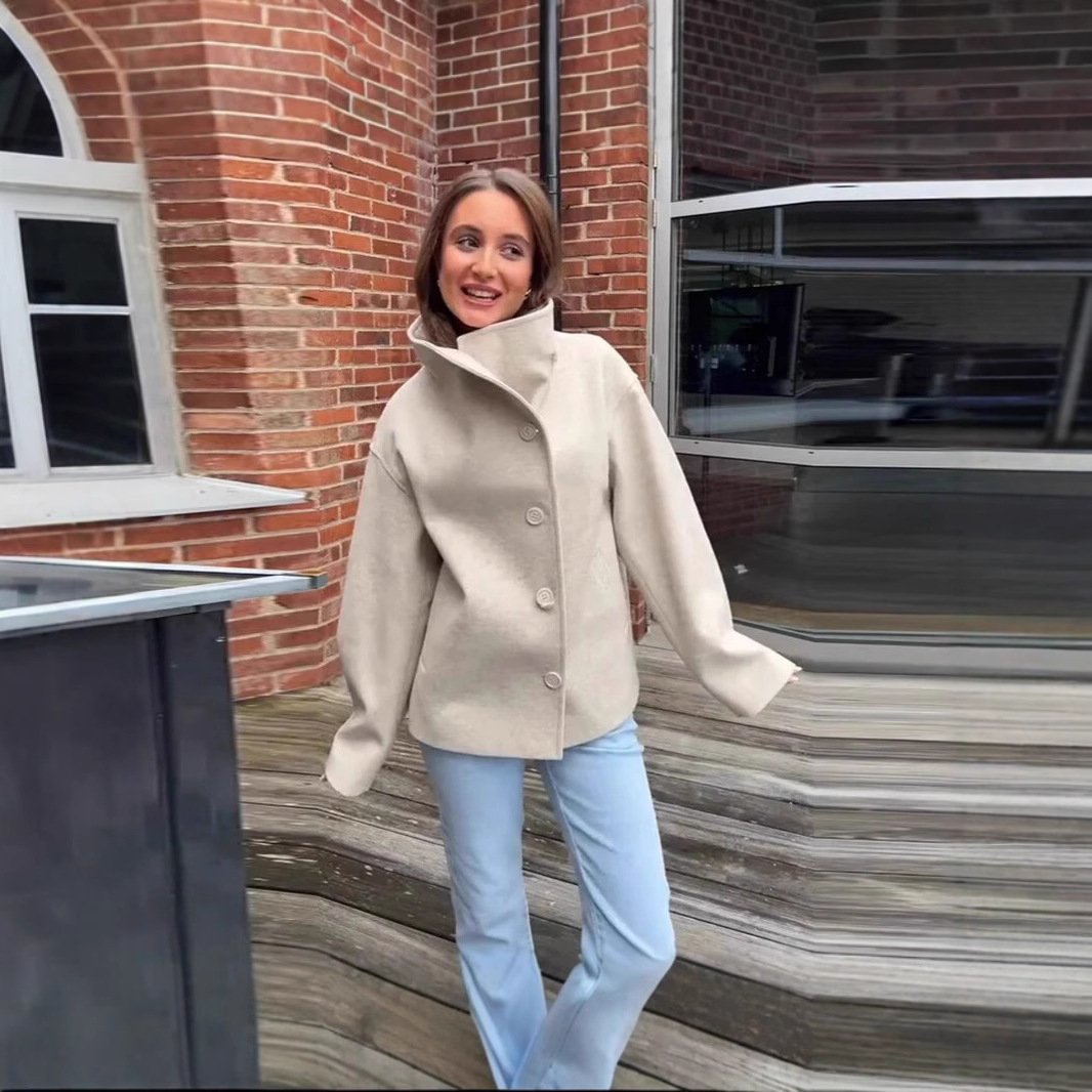 New European And American Style French Casual Single-breasted Woolen Coat - Image 2