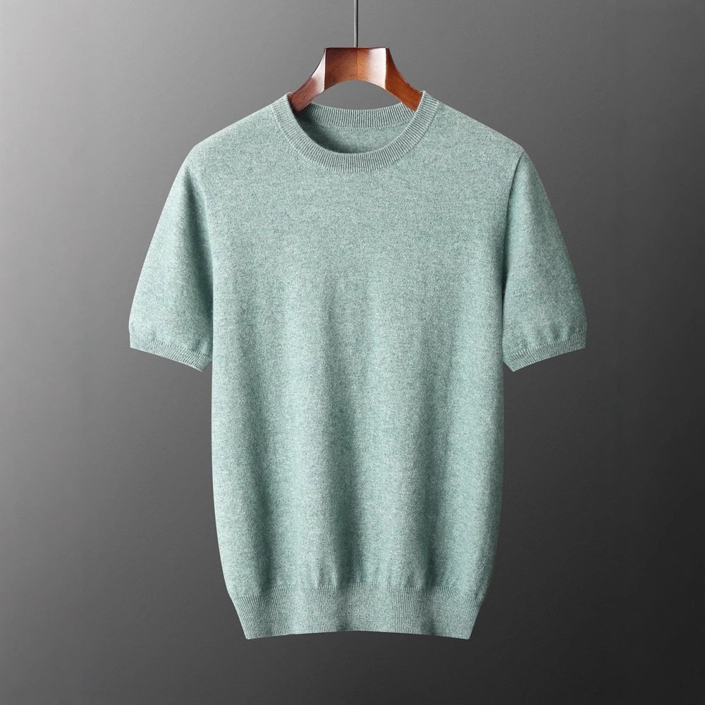 Autumn And Winter Front Line Ready-made Garments Round Neck Short Sleeve Men's Cashmere Sweater