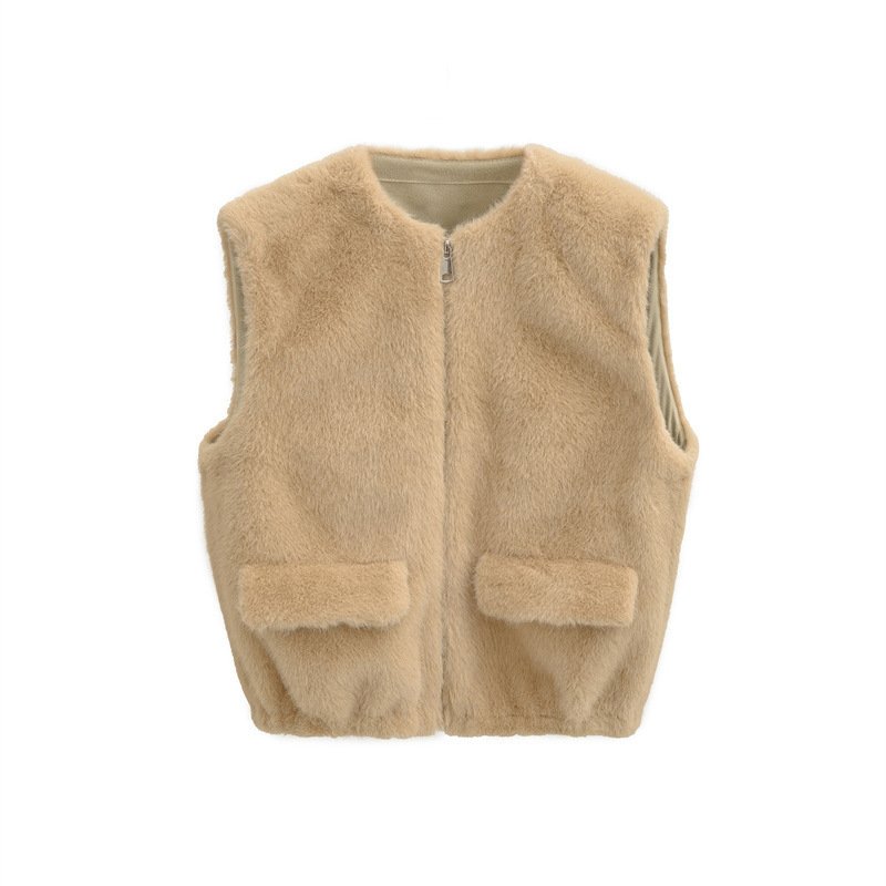Women's Faux Fur Zipper Waistcoat