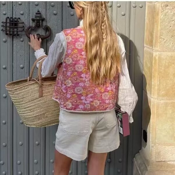 Autumn Small Floral Double-sided Wear Cotton Vest - Image 2